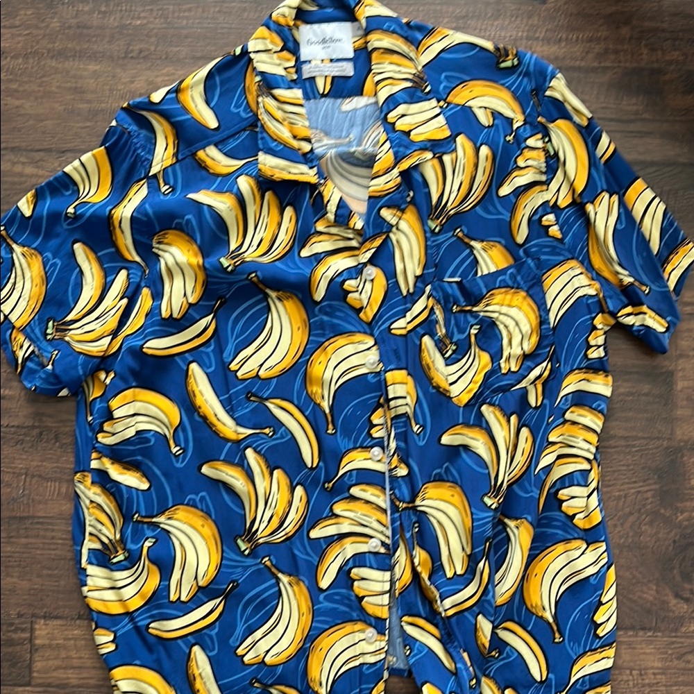Blue Banana Print Men's Shirt